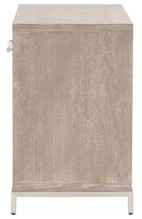 Essentials For Living 6139.NG/WHT-BSTL Wrenn 1 Drawer Nightstand in Natural Gray Acacia Matte White Brushed Stainless Steel Essentials For Living 6139.NG/WHT-BSTL Wrenn 1 Drawer Nightstand in Natural Gray Acacia Matte White Brushed Stainless Steel