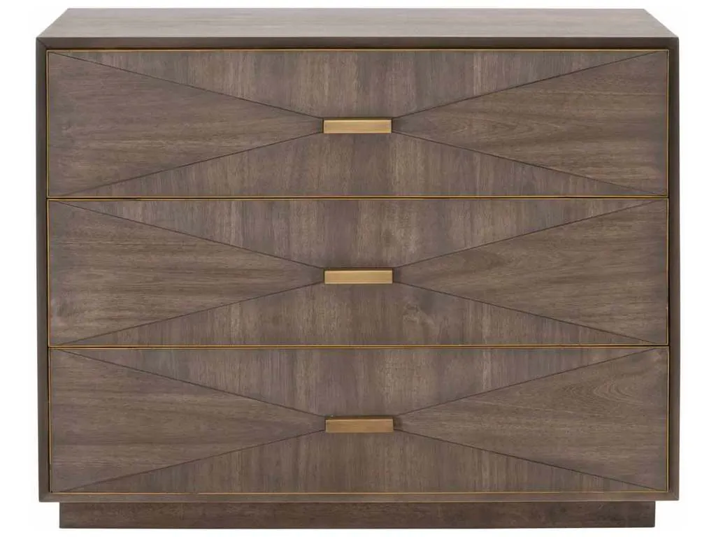 Essentials For Living 6157.BBRN/BGLD  Wynn 3 Drawer Nightstand in Burnished Brown Brushed Gold