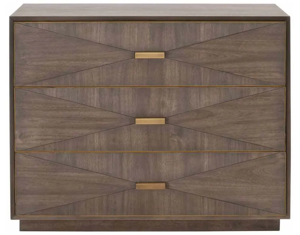 Essentials For Living 6157.BBRN/BGLD Wynn 3 Drawer Nightstand in Burnished Brown Brushed Gold Essentials For Living 6157.BBRN/BGLD Wynn 3 Drawer Nightstand in Burnished Brown Brushed Gold