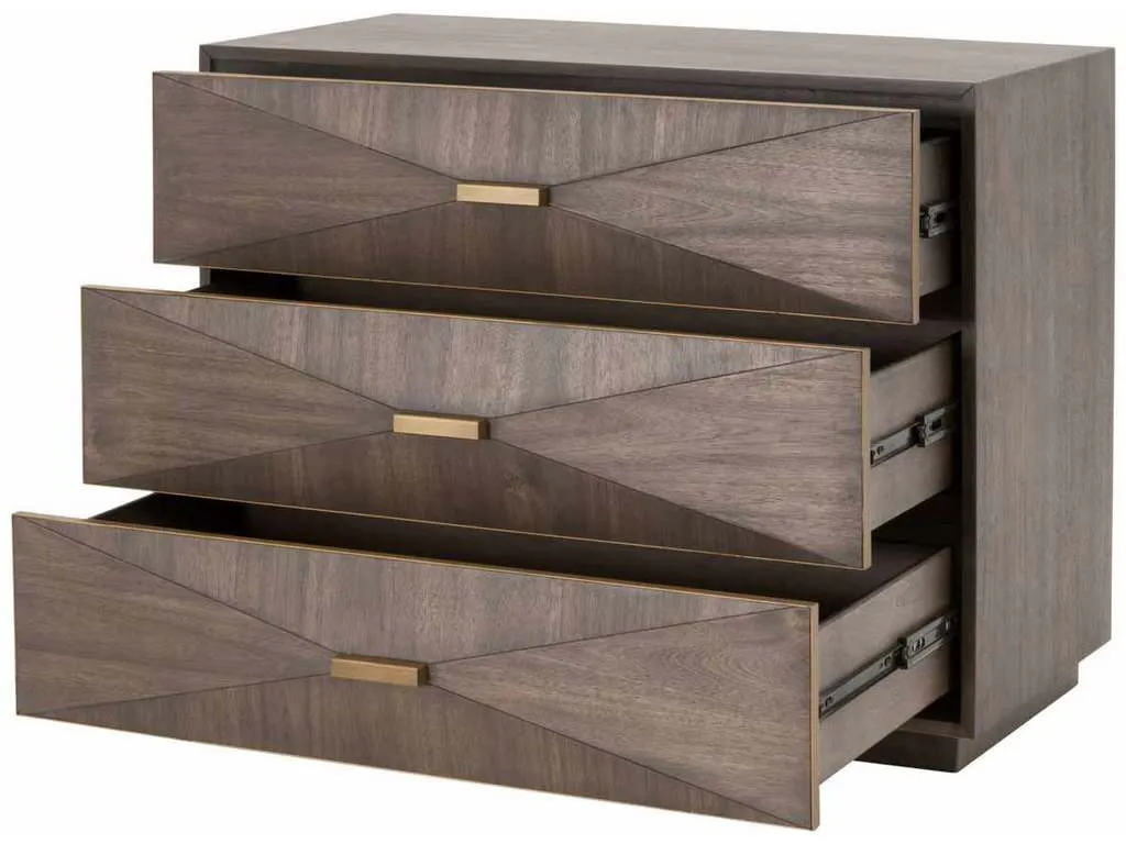Essentials For Living 6157.BBRN/BGLD Wynn 3 Drawer Nightstand in Burnished Brown Brushed Gold Essentials For Living 6157.BBRN/BGLD Wynn 3 Drawer Nightstand in Burnished Brown Brushed Gold
