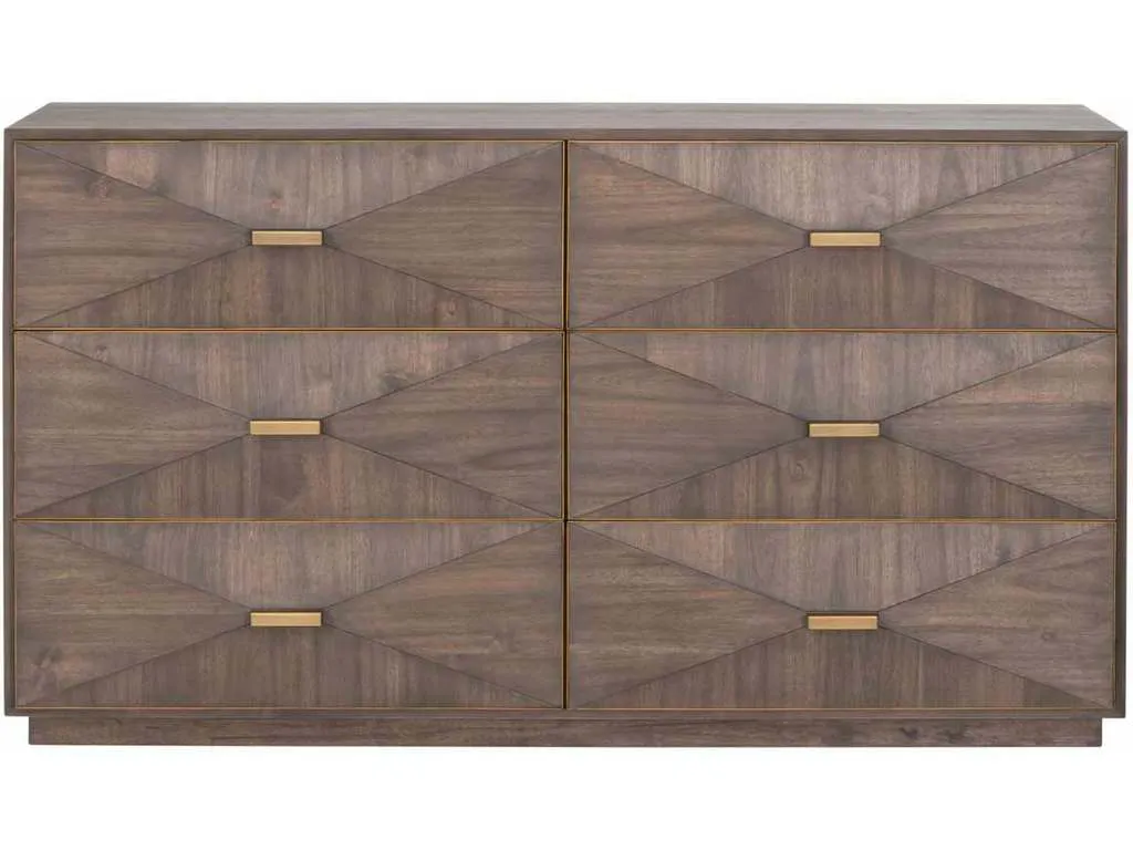 Essentials For Living 6158.BBRN/BGLD  Wynn 6 Drawer Double Dresser in Burnished Brown Brushed Gold