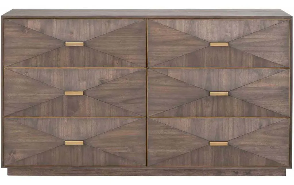 Essentials For Living 6158.BBRN/BGLD Wynn 6 Drawer Double Dresser in Burnished Brown Brushed Gold Essentials For Living 6158.BBRN/BGLD Wynn 6 Drawer Double Dresser in Burnished Brown Brushed Gold