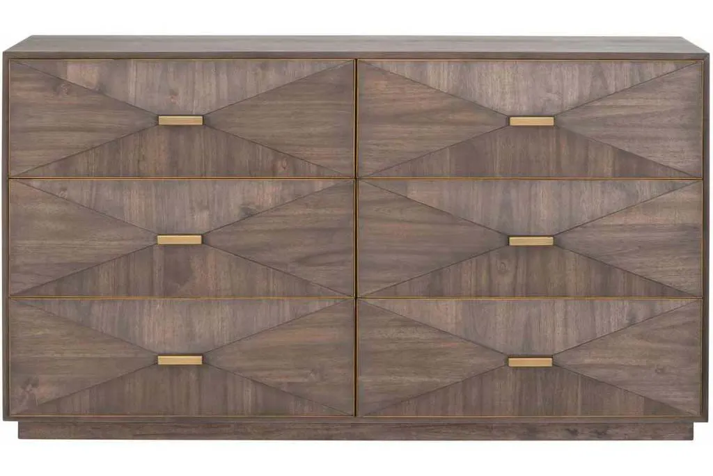 Essentials For Living 6158.BBRN/BGLD Wynn 6 Drawer Double Dresser in Burnished Brown Brushed Gold Essentials For Living 6158.BBRN/BGLD Wynn 6 Drawer Double Dresser in Burnished Brown Brushed Gold