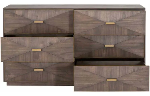 Essentials For Living 6158.BBRN/BGLD Wynn 6 Drawer Double Dresser in Burnished Brown Brushed Gold Essentials For Living 6158.BBRN/BGLD Wynn 6 Drawer Double Dresser in Burnished Brown Brushed Gold