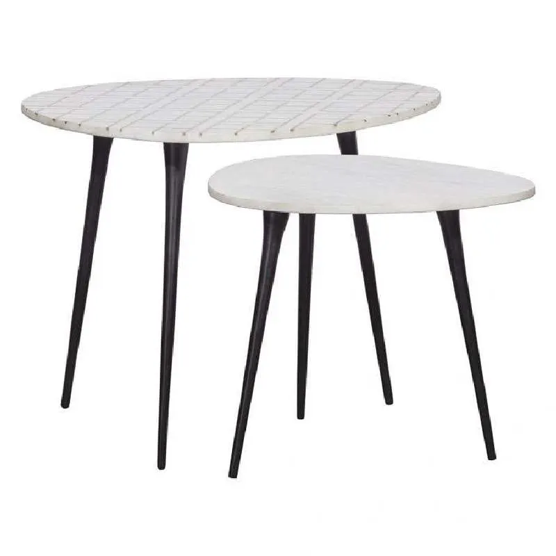 Fairfield 8147-NS Soulful Textures Marble Inlay Nesting End Table