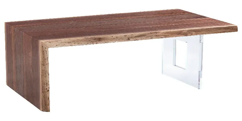 Fairfield CW54-wc Live Edge Crotch Walnut Waterfall Cocktail Table With Acrylic Square Base Fairfield CW54-wc Live Edge Crotch Walnut Waterfall Cocktail Table With Acrylic Square Base