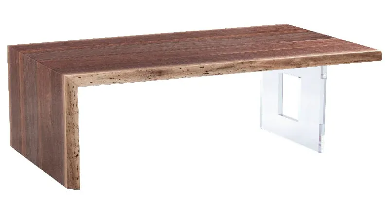 Fairfield CW54-wc Live Edge Crotch Walnut Waterfall Cocktail Table With Acrylic Square Base Fairfield CW54-wc Live Edge Crotch Walnut Waterfall Cocktail Table With Acrylic Square Base