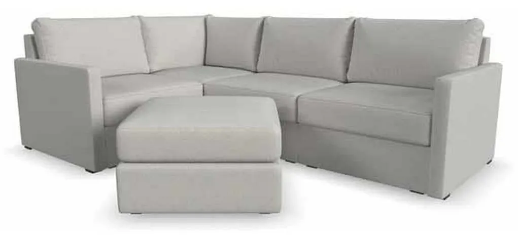 Flexsteel 90224NSEC931301 Flex 4 Seat Sectional with Narrow Arm and Ottoman Frost Flexsteel 90224NSEC931301 Flex 4 Seat Sectional with Narrow Arm and Ottoman Frost