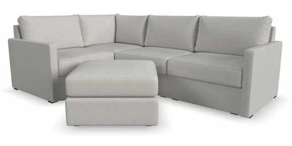 Flexsteel 90224NSEC931301 Flex 4 Seat Sectional with Narrow Arm and Ottoman Frost Flexsteel 90224NSEC931301 Flex 4 Seat Sectional with Narrow Arm and Ottoman Frost