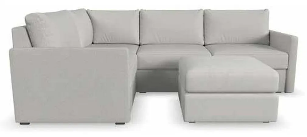 Flexsteel 90224NSEC931301 Flex 4 Seat Sectional with Narrow Arm and Ottoman Frost Flexsteel 90224NSEC931301 Flex 4 Seat Sectional with Narrow Arm and Ottoman Frost