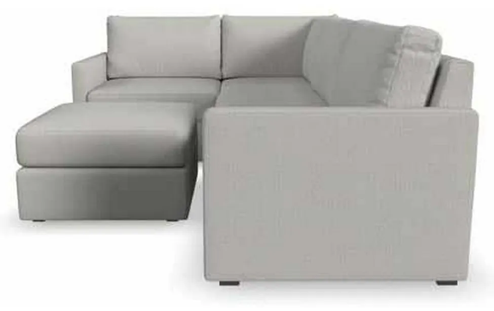 Flexsteel 90224NSEC931301 Flex 4 Seat Sectional with Narrow Arm and Ottoman Frost Flexsteel 90224NSEC931301 Flex 4 Seat Sectional with Narrow Arm and Ottoman Frost
