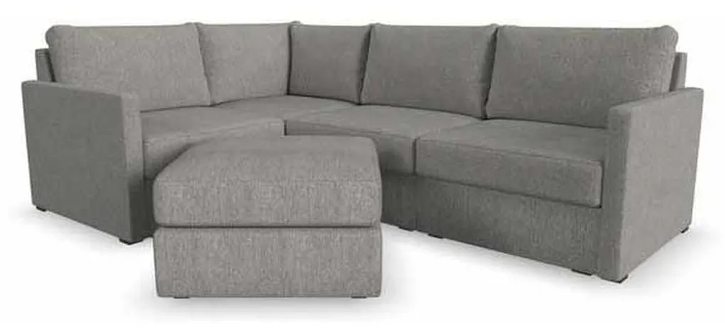 Flexsteel 90224NSEC931302 Flex 4 Seat Sectional with Narrow Arm and Ottoman Pebble Flexsteel 90224NSEC931302 Flex 4 Seat Sectional with Narrow Arm and Ottoman Pebble