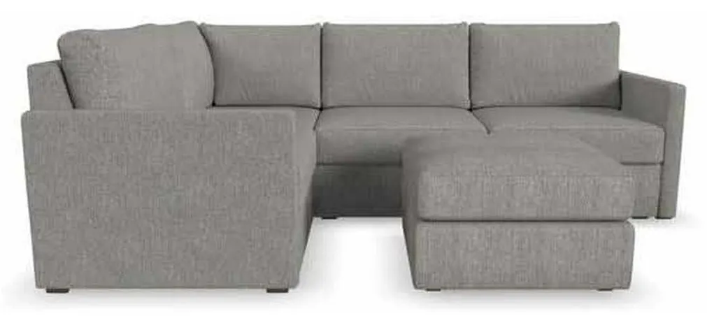 Flexsteel 90224NSEC931302 Flex 4 Seat Sectional with Narrow Arm and Ottoman Pebble Flexsteel 90224NSEC931302 Flex 4 Seat Sectional with Narrow Arm and Ottoman Pebble