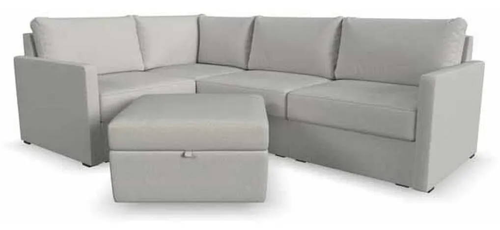 Flexsteel 90224NSECS31301 Flex 4 Seat Sectional with Narrow Arm and Storage Ottoman Frost Flexsteel 90224NSECS31301 Flex 4 Seat Sectional with Narrow Arm and Storage Ottoman Frost