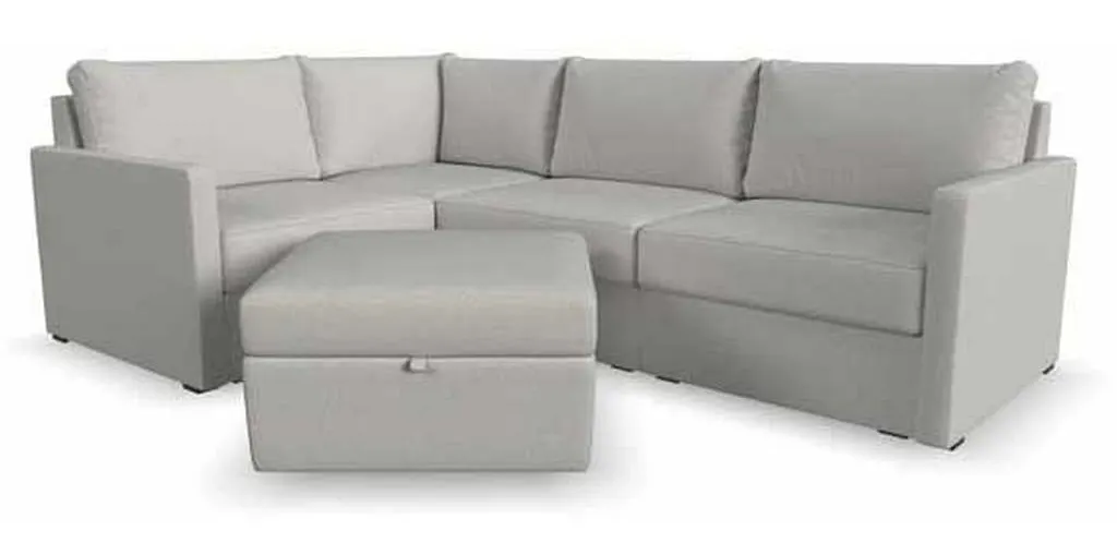 Flexsteel 90224NSECS31301 Flex 4 Seat Sectional with Narrow Arm and Storage Ottoman Frost Flexsteel 90224NSECS31301 Flex 4 Seat Sectional with Narrow Arm and Storage Ottoman Frost