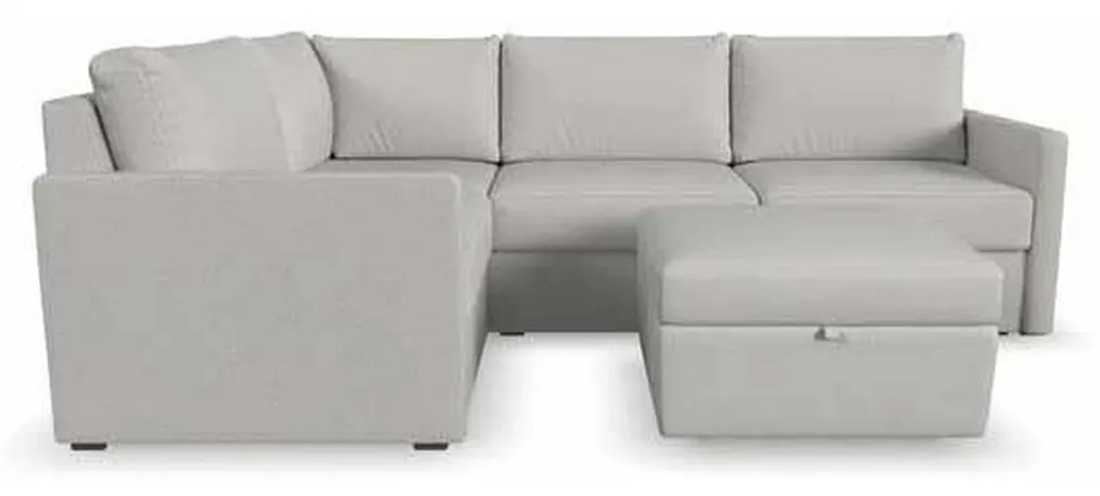 Flexsteel 90224NSECS31301 Flex 4 Seat Sectional with Narrow Arm and Storage Ottoman Frost Flexsteel 90224NSECS31301 Flex 4 Seat Sectional with Narrow Arm and Storage Ottoman Frost