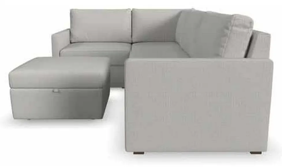 Flexsteel 90224NSECS31301 Flex 4 Seat Sectional with Narrow Arm and Storage Ottoman Frost Flexsteel 90224NSECS31301 Flex 4 Seat Sectional with Narrow Arm and Storage Ottoman Frost