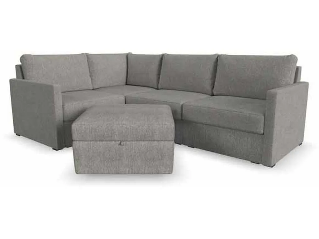 Flexsteel 90224NSECS31302 Flex 4 Seat Sectional with Narrow Arm and Storage Ottoman Pebble Homestyles