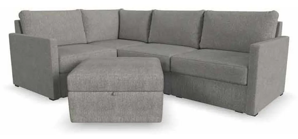 Flexsteel 90224NSECS31302 Flex 4 Seat Sectional with Narrow Arm and Storage Ottoman Pebble Homestyles Flexsteel 90224NSECS31302 Flex 4 Seat Sectional with Narrow Arm and Storage Ottoman Pebble Homestyles