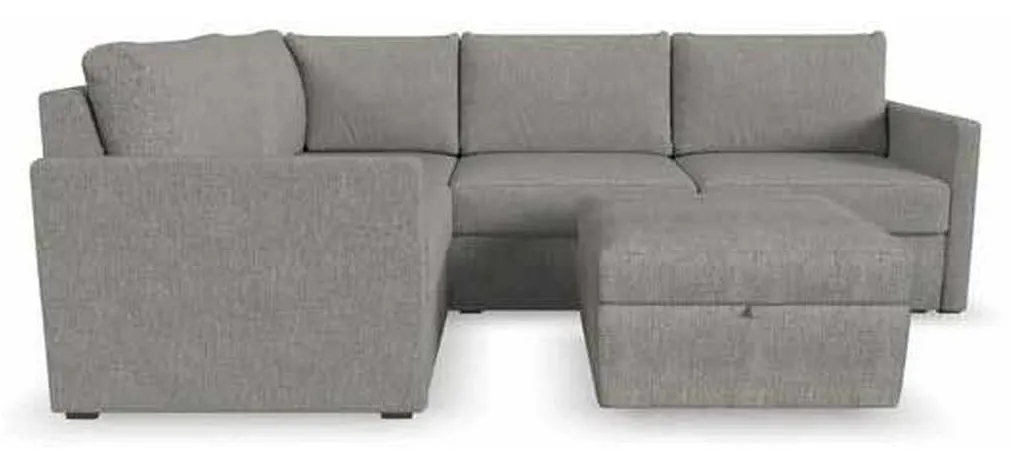 Flexsteel 90224NSECS31302 Flex 4 Seat Sectional with Narrow Arm and Storage Ottoman Pebble Homestyles Flexsteel 90224NSECS31302 Flex 4 Seat Sectional with Narrow Arm and Storage Ottoman Pebble Homestyles