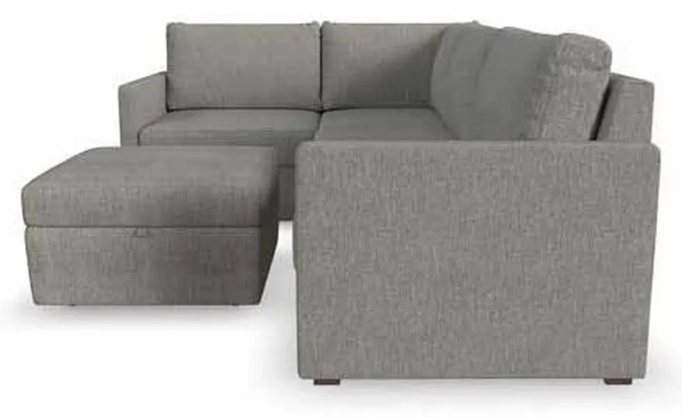Flexsteel 90224NSECS31302 Flex 4 Seat Sectional with Narrow Arm and Storage Ottoman Pebble Homestyles Flexsteel 90224NSECS31302 Flex 4 Seat Sectional with Narrow Arm and Storage Ottoman Pebble Homestyles
