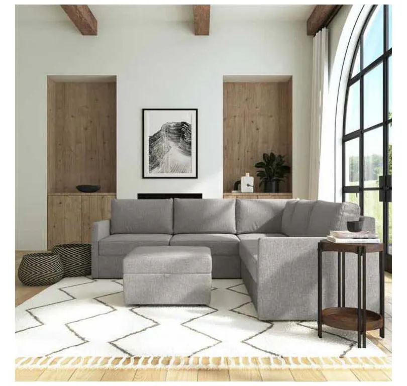Flexsteel 90225NSECS31302 Flex 5 Seat Sectional with Narrow Arm and Storage Ottoman Pebble Flexsteel 90225NSECS31302 Flex 5 Seat Sectional with Narrow Arm and Storage Ottoman Pebble