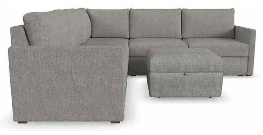Flexsteel 90225NSECS31302 Flex 5 Seat Sectional with Narrow Arm and Storage Ottoman Pebble Flexsteel 90225NSECS31302 Flex 5 Seat Sectional with Narrow Arm and Storage Ottoman Pebble