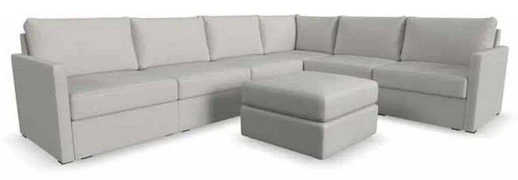 Flexsteel 90226NSEC931301 Flex 6 Seat Sectional with Narrow Arm and Ottoman Frost Flexsteel 90226NSEC931301 Flex 6 Seat Sectional with Narrow Arm and Ottoman Frost