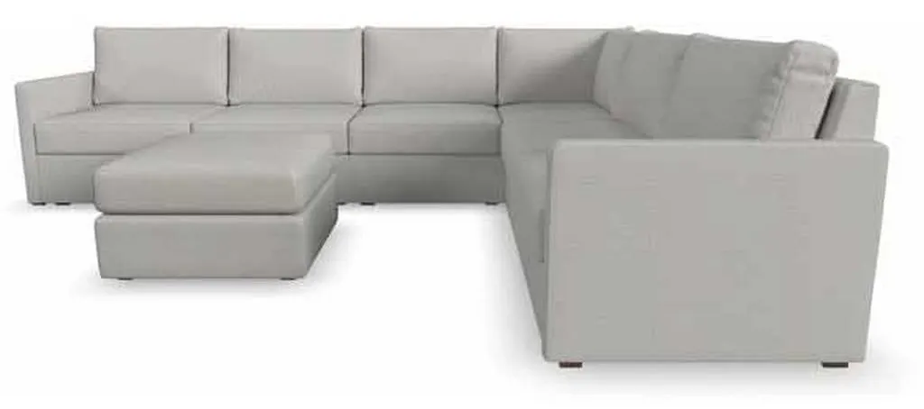 Flexsteel 90226NSEC931301 Flex 6 Seat Sectional with Narrow Arm and Ottoman Frost Flexsteel 90226NSEC931301 Flex 6 Seat Sectional with Narrow Arm and Ottoman Frost