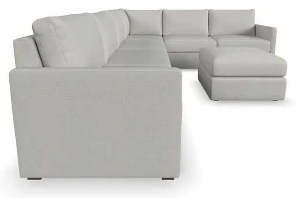 Flexsteel 90226NSEC931301 Flex 6 Seat Sectional with Narrow Arm and Ottoman Frost Flexsteel 90226NSEC931301 Flex 6 Seat Sectional with Narrow Arm and Ottoman Frost