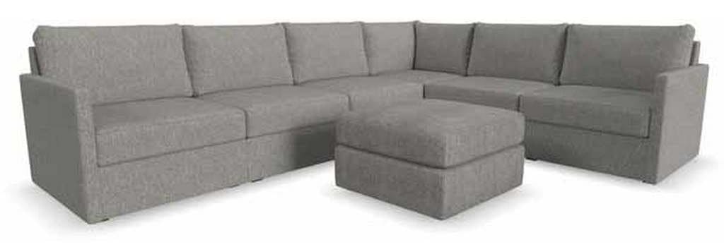 Flexsteel 90226NSEC931302 Flex 6 Seat Sectional with Narrow Arm and Ottoman Pebble Flexsteel 90226NSEC931302 Flex 6 Seat Sectional with Narrow Arm and Ottoman Pebble