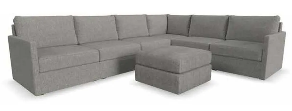 Flexsteel 90226NSEC931302 Flex 6 Seat Sectional with Narrow Arm and Ottoman Pebble Flexsteel 90226NSEC931302 Flex 6 Seat Sectional with Narrow Arm and Ottoman Pebble