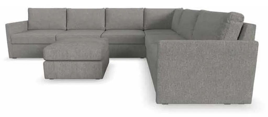 Flexsteel 90226NSEC931302 Flex 6 Seat Sectional with Narrow Arm and Ottoman Pebble Flexsteel 90226NSEC931302 Flex 6 Seat Sectional with Narrow Arm and Ottoman Pebble