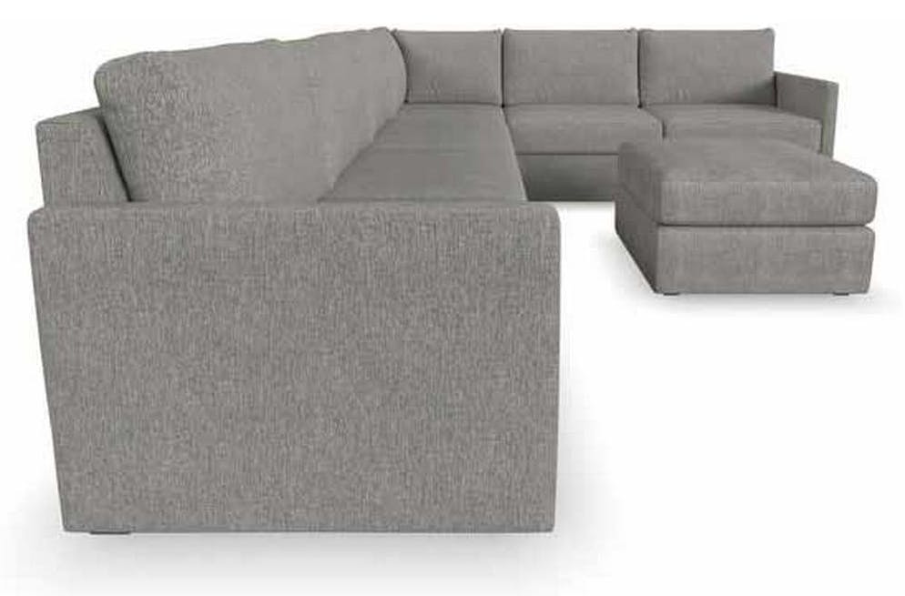 Flexsteel 90226NSEC931302 Flex 6 Seat Sectional with Narrow Arm and Ottoman Pebble Flexsteel 90226NSEC931302 Flex 6 Seat Sectional with Narrow Arm and Ottoman Pebble