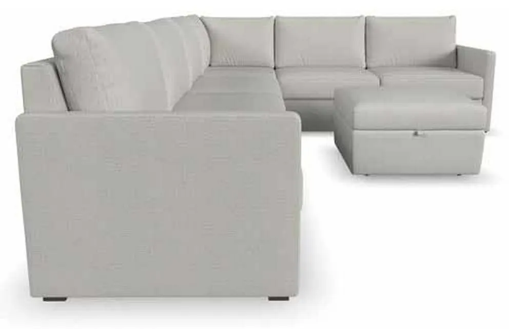 Flexsteel 90226NSECS31301 Flex 6 Seat Sectional with Narrow Arm and Storage Ottoman Frost Flexsteel 90226NSECS31301 Flex 6 Seat Sectional with Narrow Arm and Storage Ottoman Frost