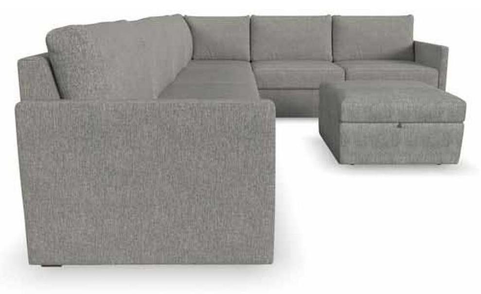 Flexsteel 90226NSECS31302 Flex 6 Seat Sectional with Narrow Arm and Storage Ottoman Pebble Flexsteel 90226NSECS31302 Flex 6 Seat Sectional with Narrow Arm and Storage Ottoman Pebble