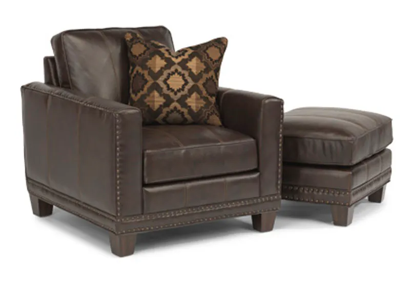 Flexsteel 1373-10-08 Port Royal Leather Chair and Ottoman Flexsteel 1373-10-08 Port Royal Leather Chair and Ottoman