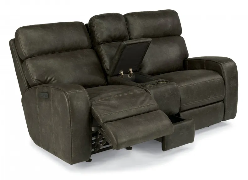 Flexsteel 1326-64PH Tomkins Fabric Power Gliding Reclining Loveseat with Console and Power Headrests Flexsteel 1326-64PH Tomkins Fabric Power Gliding Reclining Loveseat with Console and Power Headrests