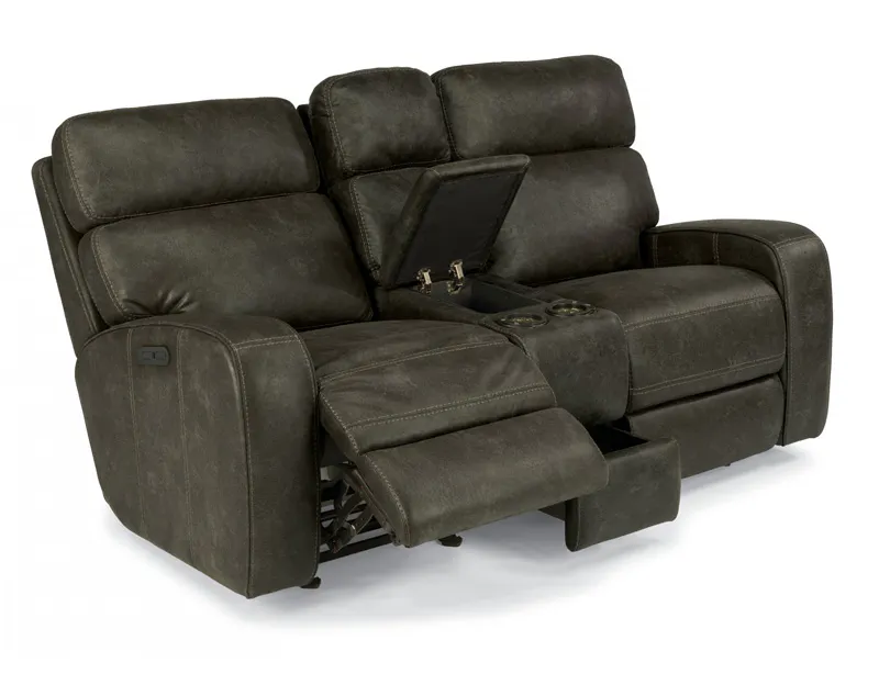Flexsteel 1326-64PH Tomkins Fabric Power Gliding Reclining Loveseat with Console and Power Headrests Flexsteel 1326-64PH Tomkins Fabric Power Gliding Reclining Loveseat with Console and Power Headrests