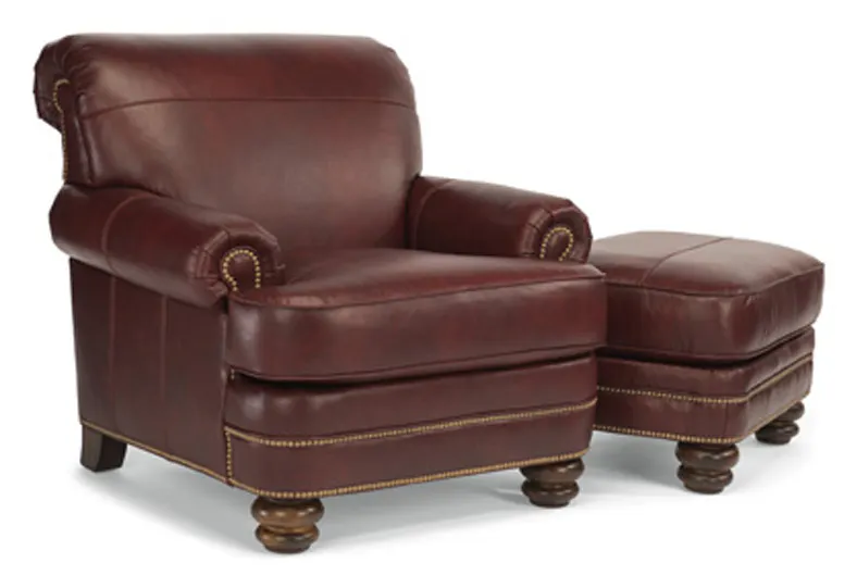 Flexsteel B3791-10-08 Bay Bridge Leather Chair and Ottoman Flexsteel B3791-10-08 Bay Bridge Leather Chair and Ottoman
