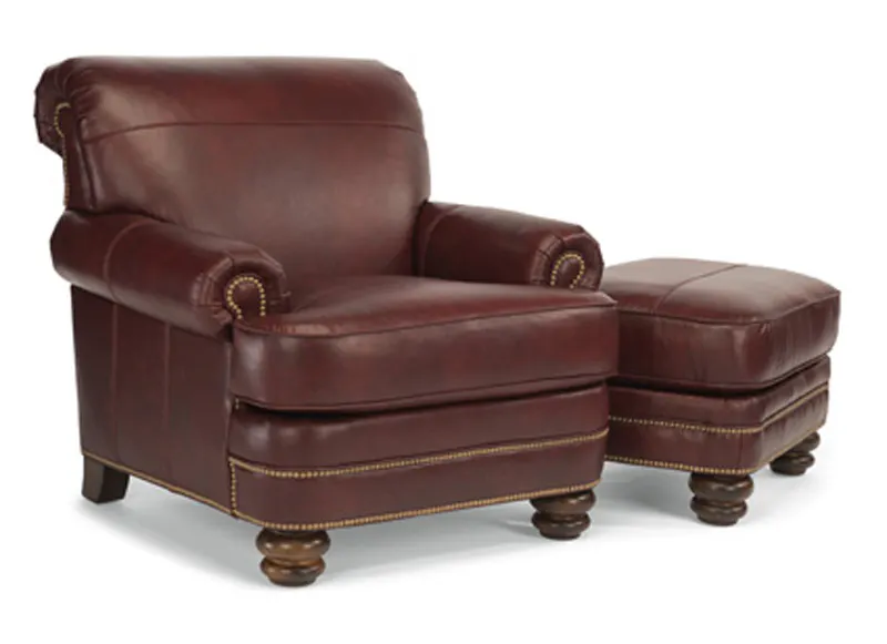 Flexsteel B3791-10-08 Bay Bridge Leather Chair and Ottoman Flexsteel B3791-10-08 Bay Bridge Leather Chair and Ottoman