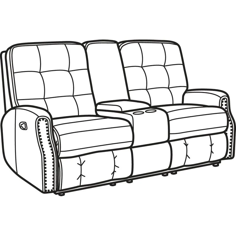 Flexsteel 3881-601 Devon Leather Reclining Loveseat with Console and Nailhead Trim