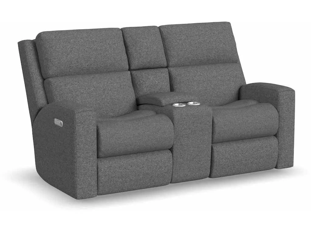Flexsteel 2805-601L  Score Power Reclining Loveseat with Console and Power Headrests and Lumbar