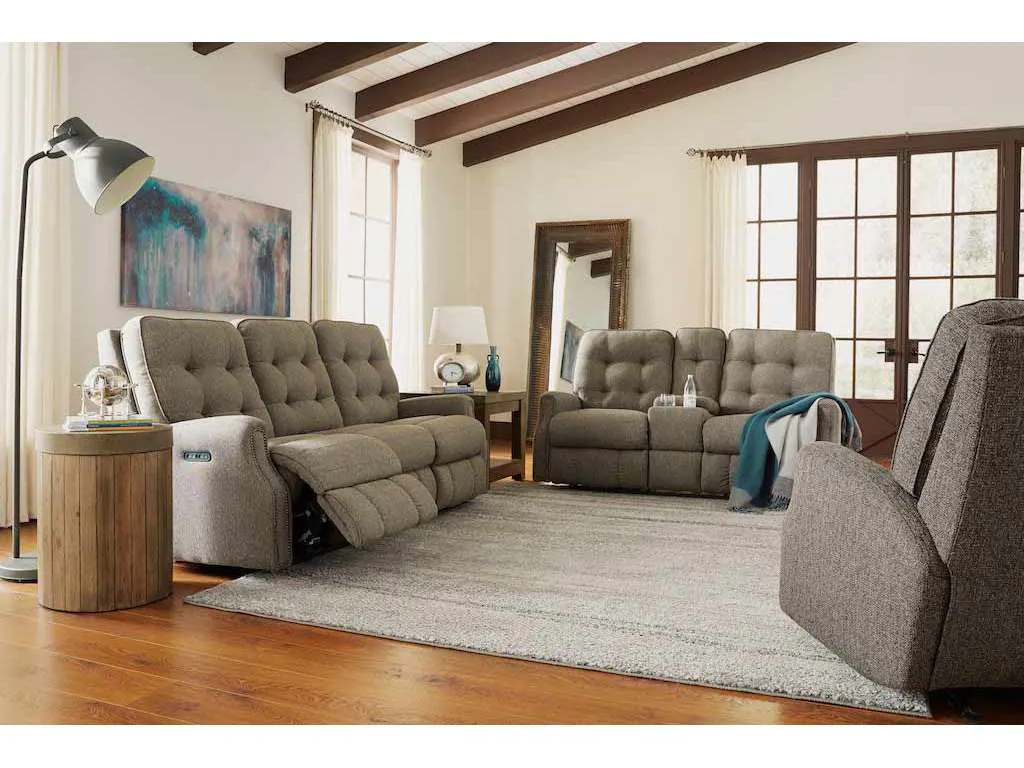 Flexsteel 2881-601M  Devon Power Reclining Loveseat with Console