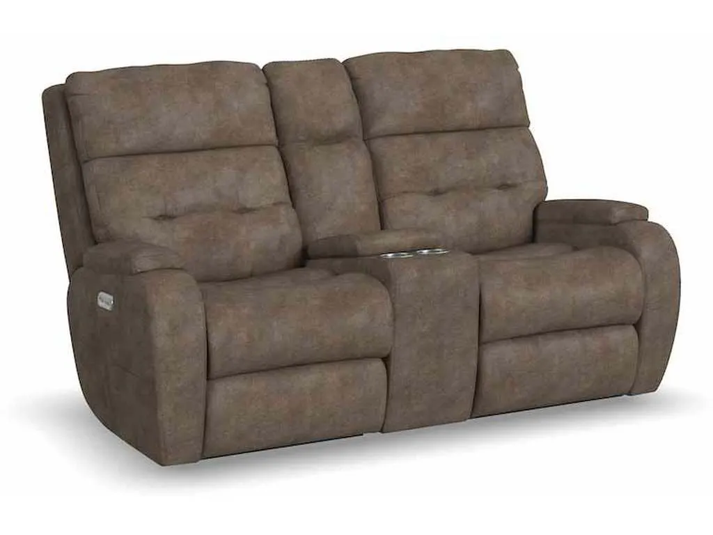 Flexsteel B3906-601H  Strait Power Reclining Loveseat with Console and Power Headrests