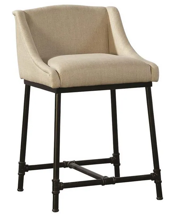 Furniture Classics 20-344 Linen and Iron Pipe Counter Stool Furniture Classics 20-344 Linen and Iron Pipe Counter Stool