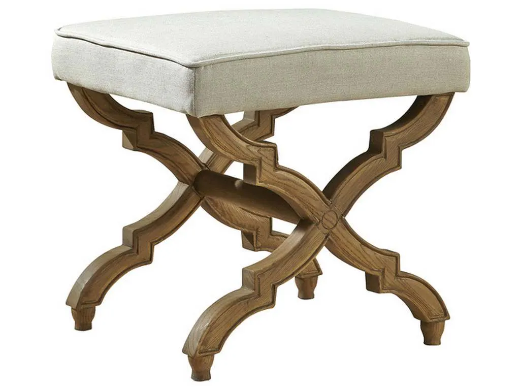 Furniture Classics 20-345  Linen and Oak Foot Stool