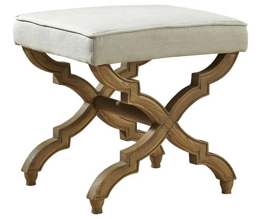 Furniture Classics 20-345 Linen and Oak Foot Stool Furniture Classics 20-345 Linen and Oak Foot Stool