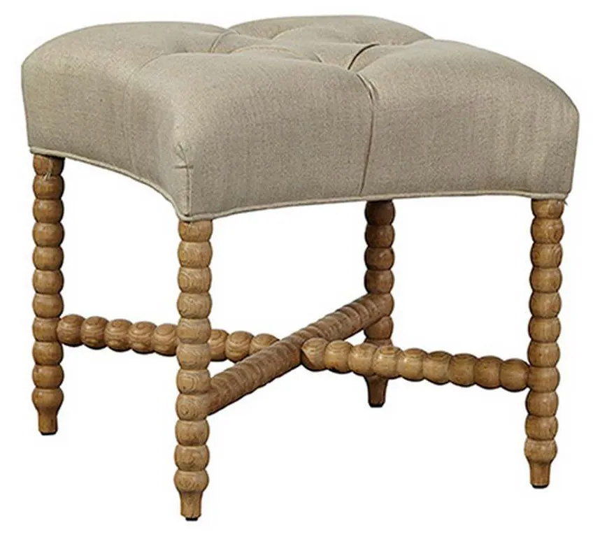 Furniture Classics 70944 Tufted Linen Stool Furniture Classics 70944 Tufted Linen Stool