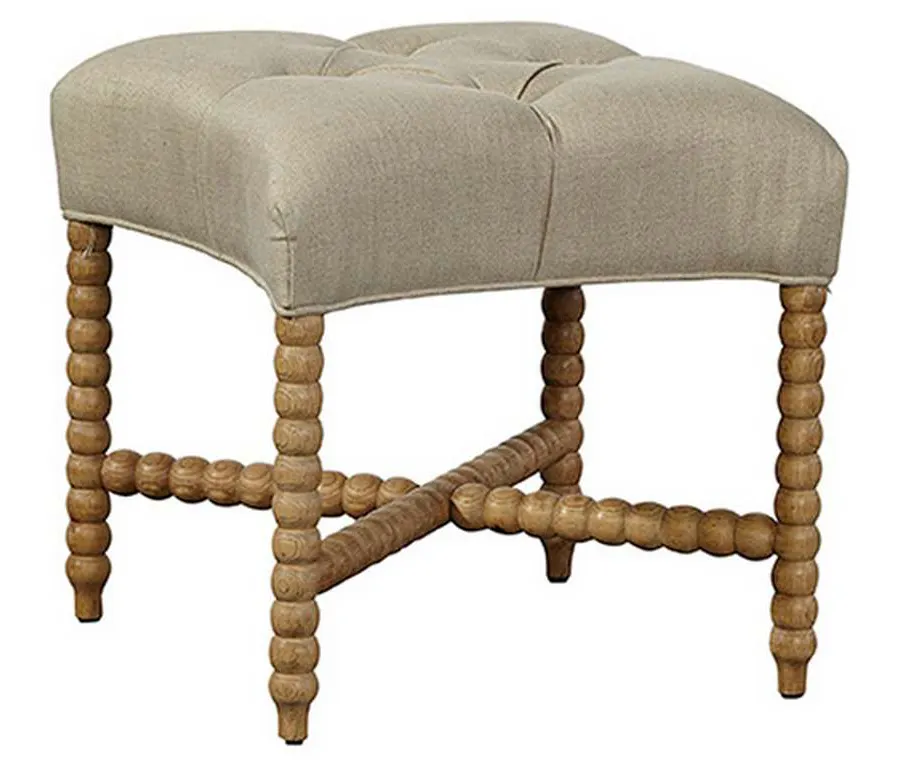 Furniture Classics 70944 Tufted Linen Stool Furniture Classics 70944 Tufted Linen Stool